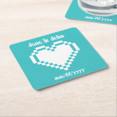 デルの8ビットハートのターコイズ紙Coaster スクエアペーパーコースター (アングル)