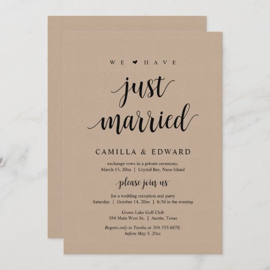 デルはたった今結婚しましたを持っ結婚ています。 招待状 (正面/裏面)