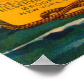 デルカブランドサーモンラベル – 青 ポスター (角)