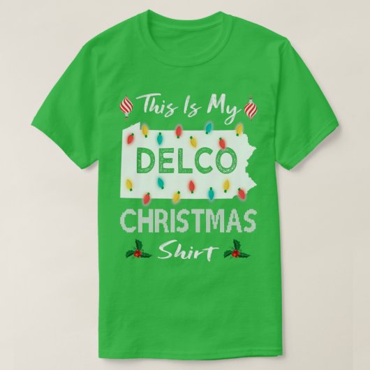 デルコクリスマスカウンティクリスマスライツペンシルバニアFa Tシャツ (デザイン正面)