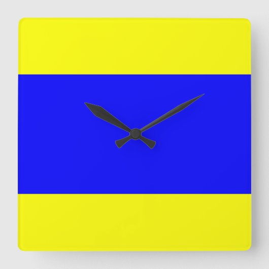 デルタイエローブルー スクエア壁時計 (正面)