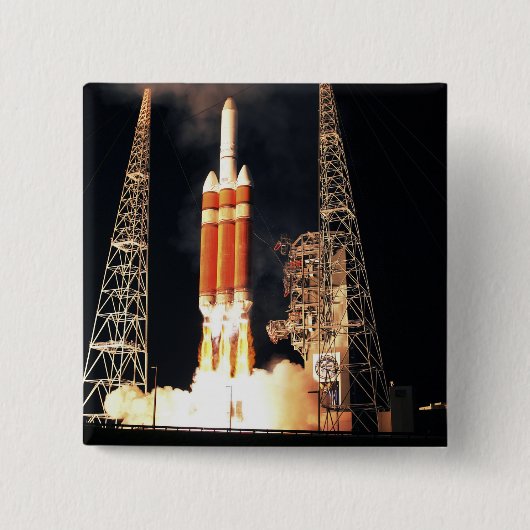 デルタIV重いロケットが飛び降りる 缶バッジ (正面)