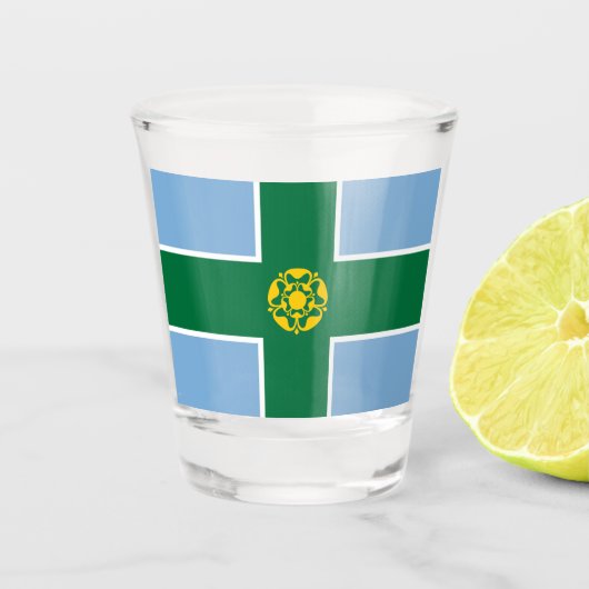 デルビシャー州旗(英国) ショットグラス (正面)