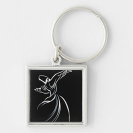 デルビッシュラインスケッチ書道スタイルインホワイト キーホルダー