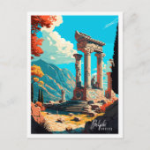デルピギリシャヴィンテージ旅行イラストレーション ポストカード (正面)