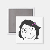 デルピナブラックヘアブルネットレイジ顔ミーム マグネット (正面/裏面)