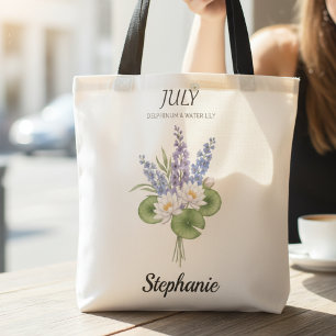 デルフィニウムとスイレン 7月の誕生花 トートバッグ