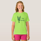 デルフィニウムの水彩画アート 7月の誕生日 Tシャツ (正面フル)