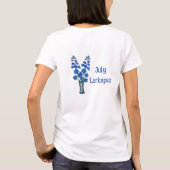 デルフィニウムの水彩画アート 7月の誕生日 Tシャツ (裏面)