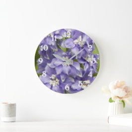 デルフィニウムの紫の花 フローラル ラージ壁時計