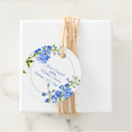 デルフィニウムの花の青い水の色結婚のアート フェイバータグ
