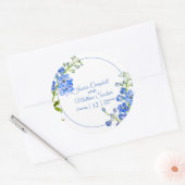 デルフィニウムの花の青い水の色結婚のアート ラウンドシール (封筒)