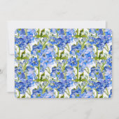 デルフィニウムの花の青い水の色結婚のアート 招待状 (裏面)
