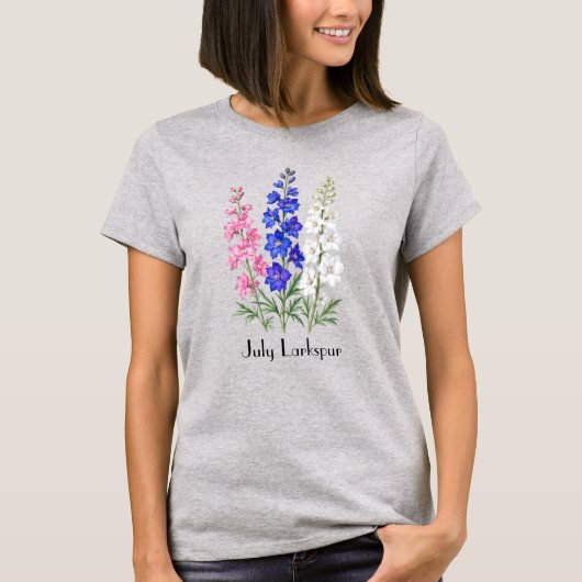 デルフィニウムの花のTシャツ 7月 Tシャツ (正面)