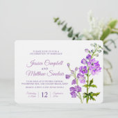 デルフィニウムの花パープルウォーター結婚カラーアート 招待状 (スタンド正面)