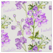 デルフィニウム植物芸術紫色の白い名生地 ファブリック (クローズアップ)