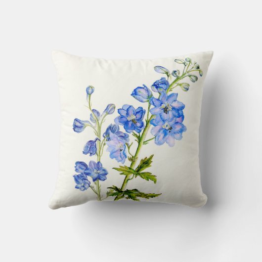 デルフィニウム素晴らしブルーフローラ角枕 クッション (裏面)
