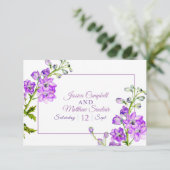 デルフィニウム紫結婚の水色のQRコード 出欠カード (スタンド正面)