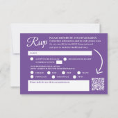 デルフィニウム紫結婚の水色のQRコード 出欠カード (裏面)