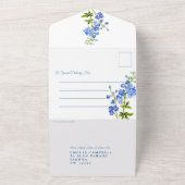 デルフィニウム青い花の水の色結婚の芸術 オールインワン招待状 (外側)