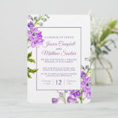 デルフィニウム 紫の花 挙式会場変更 ウェディング 招待状 (スタンド正面)