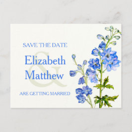 デルフィ色彩の鮮やかニウムの青い花は日付カードを保存 案内ポストカード