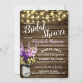 デルフェニームズの瓶とライトの素朴ブライダルシャワー 招待状 (正面)