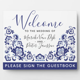 デルフツブラウウ Delft Blueオランダ結婚の歓迎 フォトプラーク