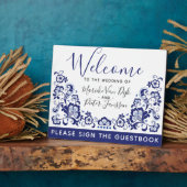 デルフツブラウウ | Delft Blueオランダ結婚の歓迎 フォトプラーク (側面)