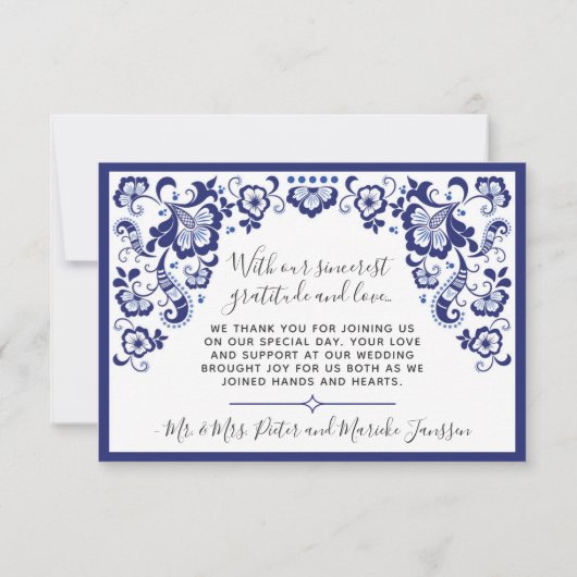 デルフツブラウウ | Delft Blue写真ありがとうご独身のざう サンキューカード (裏面)