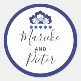 デルフツブラウデルフトブルー結婚オランダパーソナライズされたズ ラウンドシール