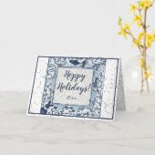 デルフトお洒落バニーラビットアートヴィンテージクリスマス カード (黄色い花)