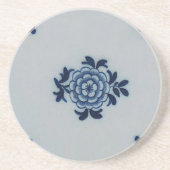 デルフトのクラシックな古書売買の青いタイル-花のモチーフ コースター (正面)