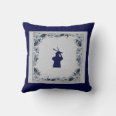 デルフトのデルフトブルーのタイル風車「デ・ロス」 クッション (裏面)