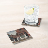 デルフトの家々の眺め スクエアペーパーコースター (インサイチュ)