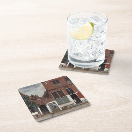 デルフトの家々の眺め スクエアペーパーコースター (インサイチュ)