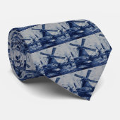 デルフトの旧式な青いタイル-水による風車 ネクタイ (ロール)