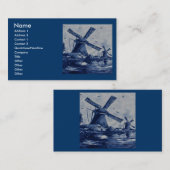 デルフトの旧式な青いタイル-水による風車 名刺 (正面/裏面)