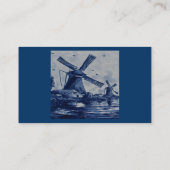 デルフトの旧式な青いタイル-水による風車 名刺 (裏面)
