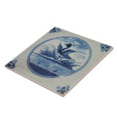 デルフトの旧式な青いタイル-水のアヒル タイル (側面)