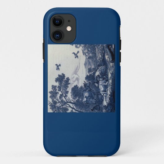 デルフトの旧式な青いタイル-牛および鳥 Case-Mate iPhoneケース (裏面)
