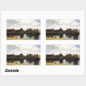 デルフトの眺めバイヨハネス・フェルメール 長方形シール (シート)