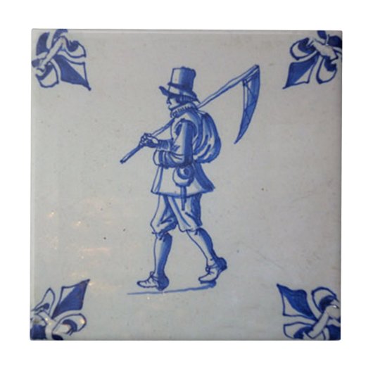デルフトの青いタイル-テンプレート タイル (正面)