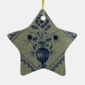 デルフトの青いタイル-花および花束が付いているつぼ セラミックオーナメント (裏面)