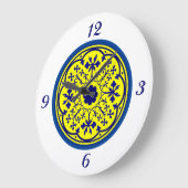デルフトインスパイアブルーホワイトイエローウォールクロック ラージ壁時計 (傾斜)