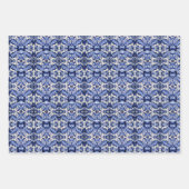 デルフトウェアの青い花で包む ラッピングペーパーシート (正面)