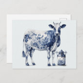 デルフトウェア牛とミルクジャー ポストカード (正面/裏面)