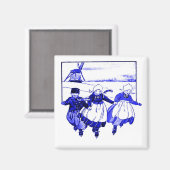 デルフトスタイル,ブルーダックキッズオンスケート マグネット (正面/裏面)