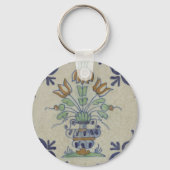 デルフトタイルアンティークセラミックフラワーポット キーホルダー (正面)