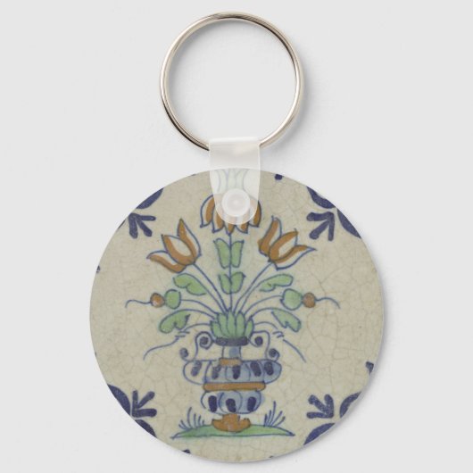 デルフトタイルアンティークセラミックフラワーポット キーホルダー (正面)